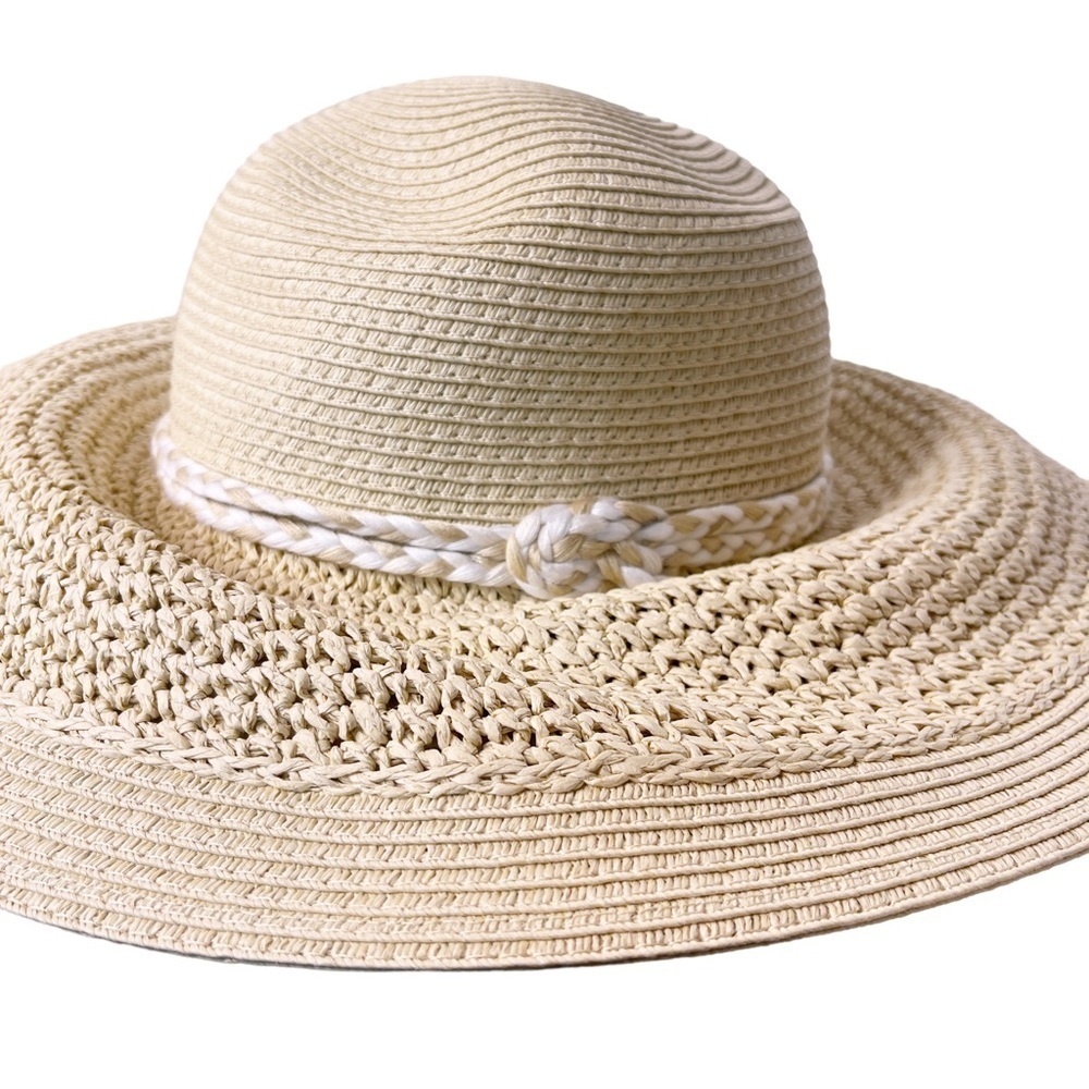 J. CREW Factory NWT Straw Floppy Hat with Wrapped Rope Size Small / Medium - Picture 2 of 13